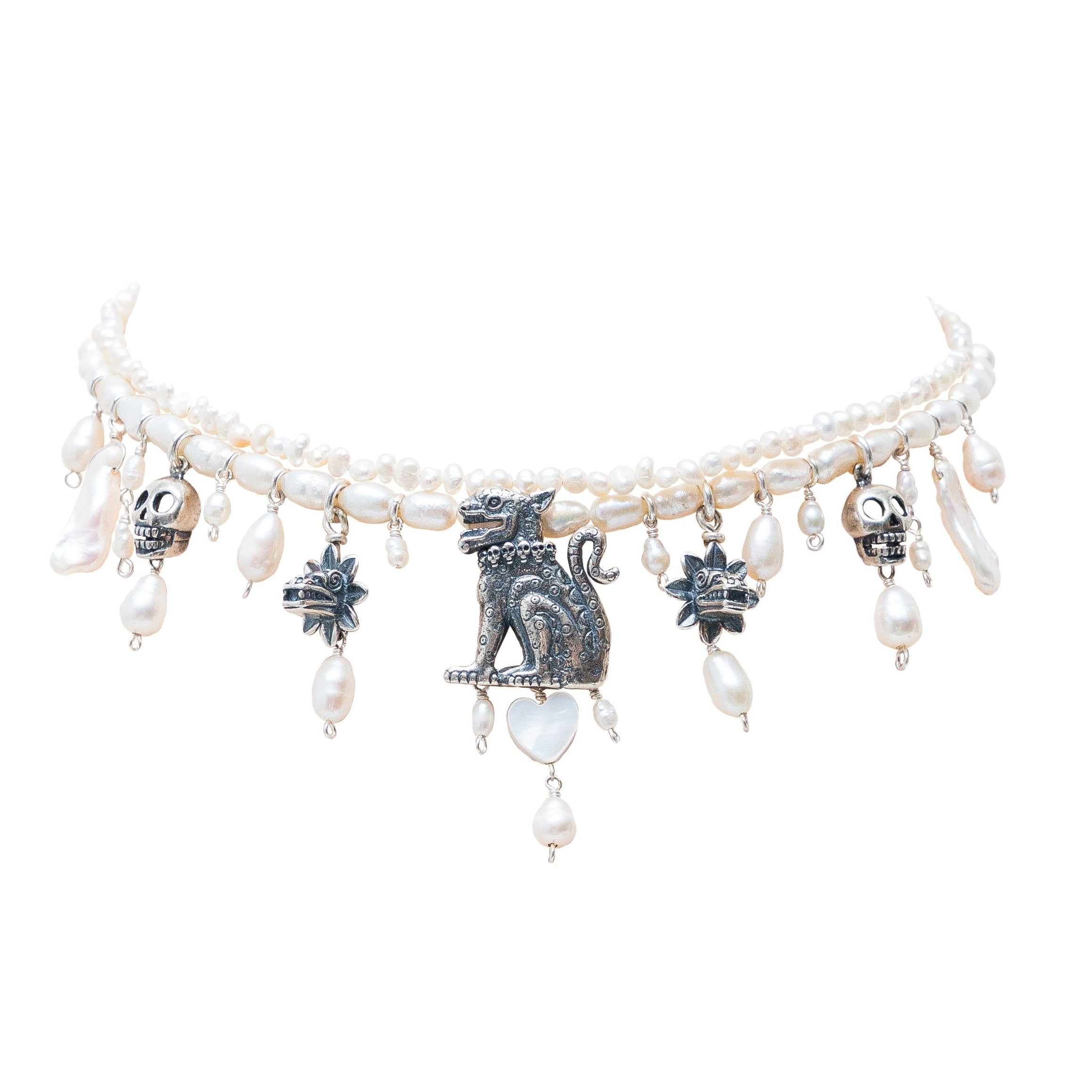 Choker Camino Iluminado, joya de plata .925, con perla – Gabriela Sánchez (vista 2)