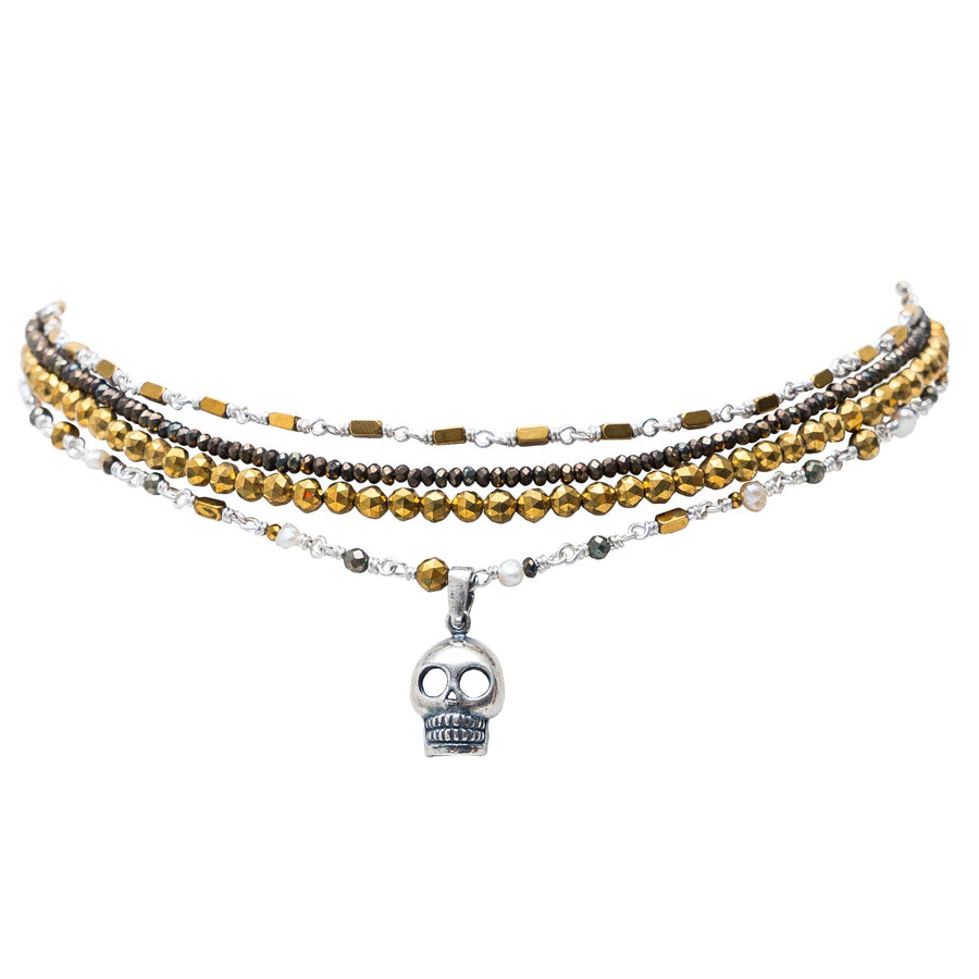 Choker Memoria de Barro, joya de plata .925, con hematita y pirita – Gabriela Sánchez