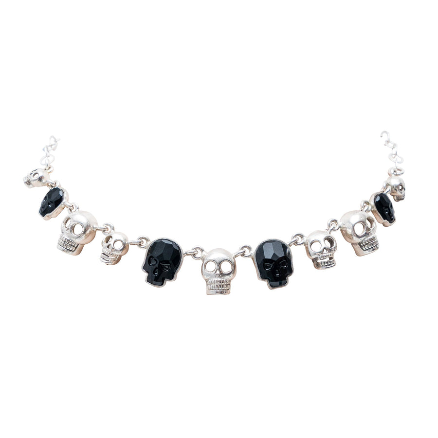 Gargantilla Cráneos de Barro, joya de plata .925, con cristal Swarovski – Gabriela Sánchez