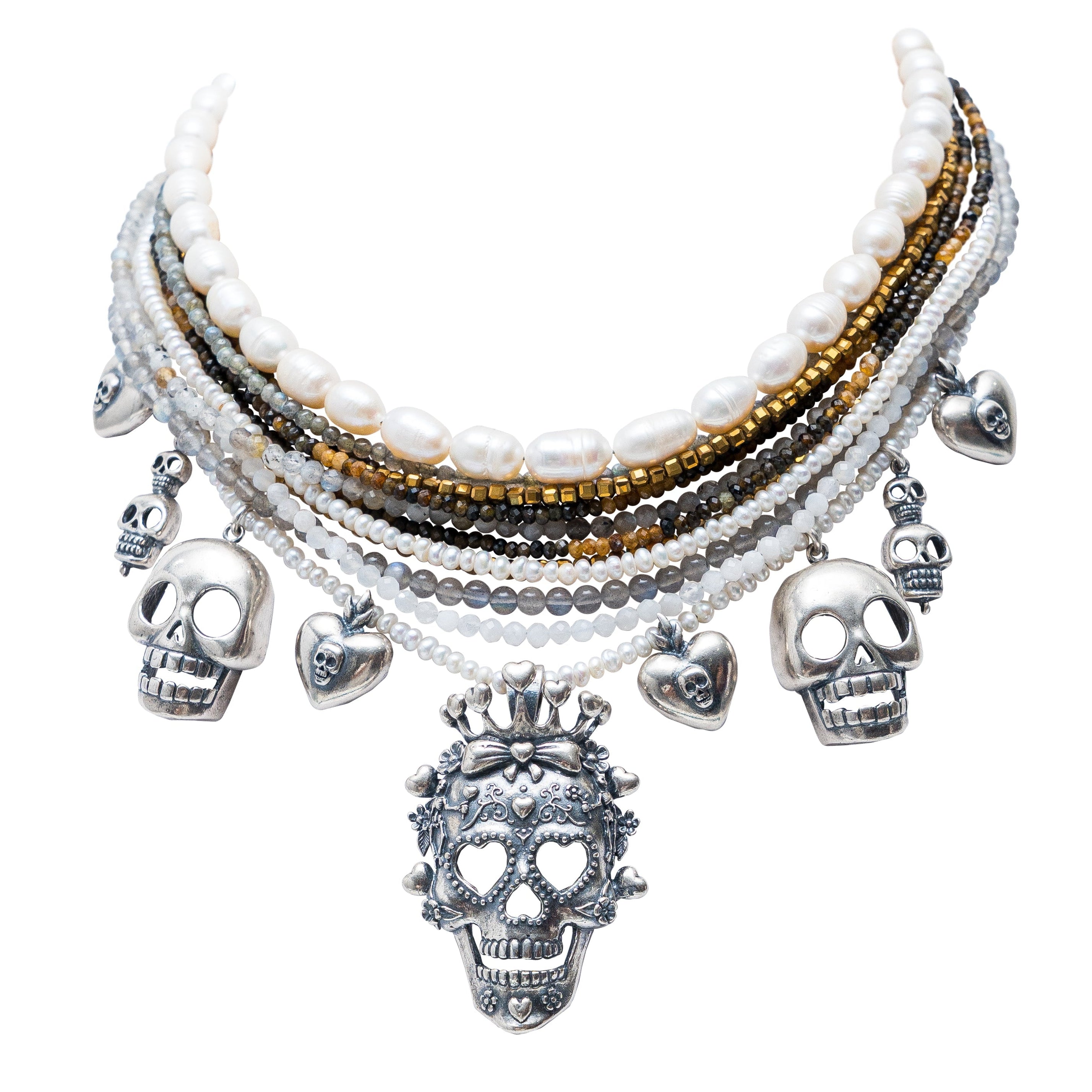 Collar Luz Ancestral, joya de plata .925, con perla y turmalina – Gabriela Sánchez