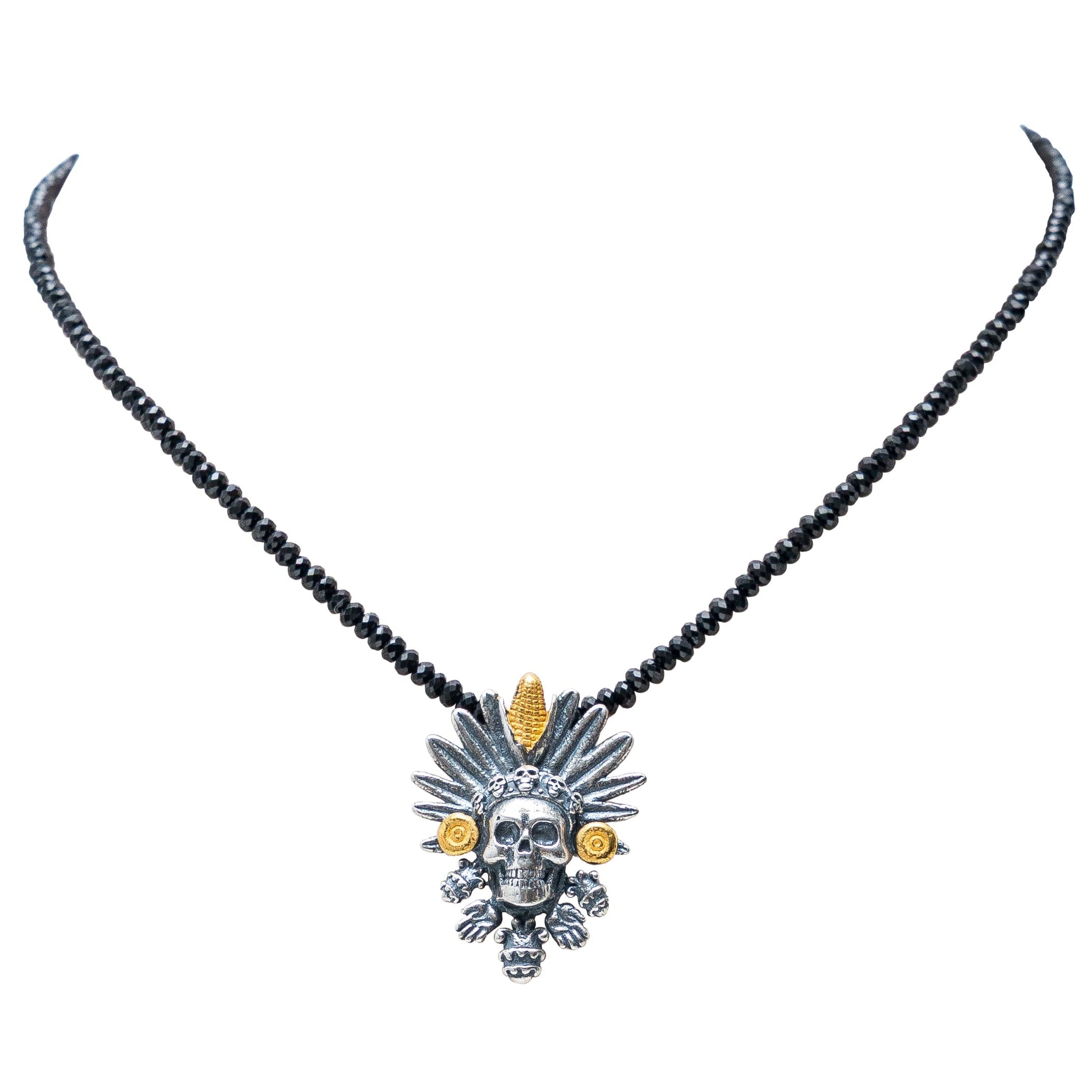 Collar Tlaltecuhtli, joya de plata .925, con espinela – Gabriela Sánchez