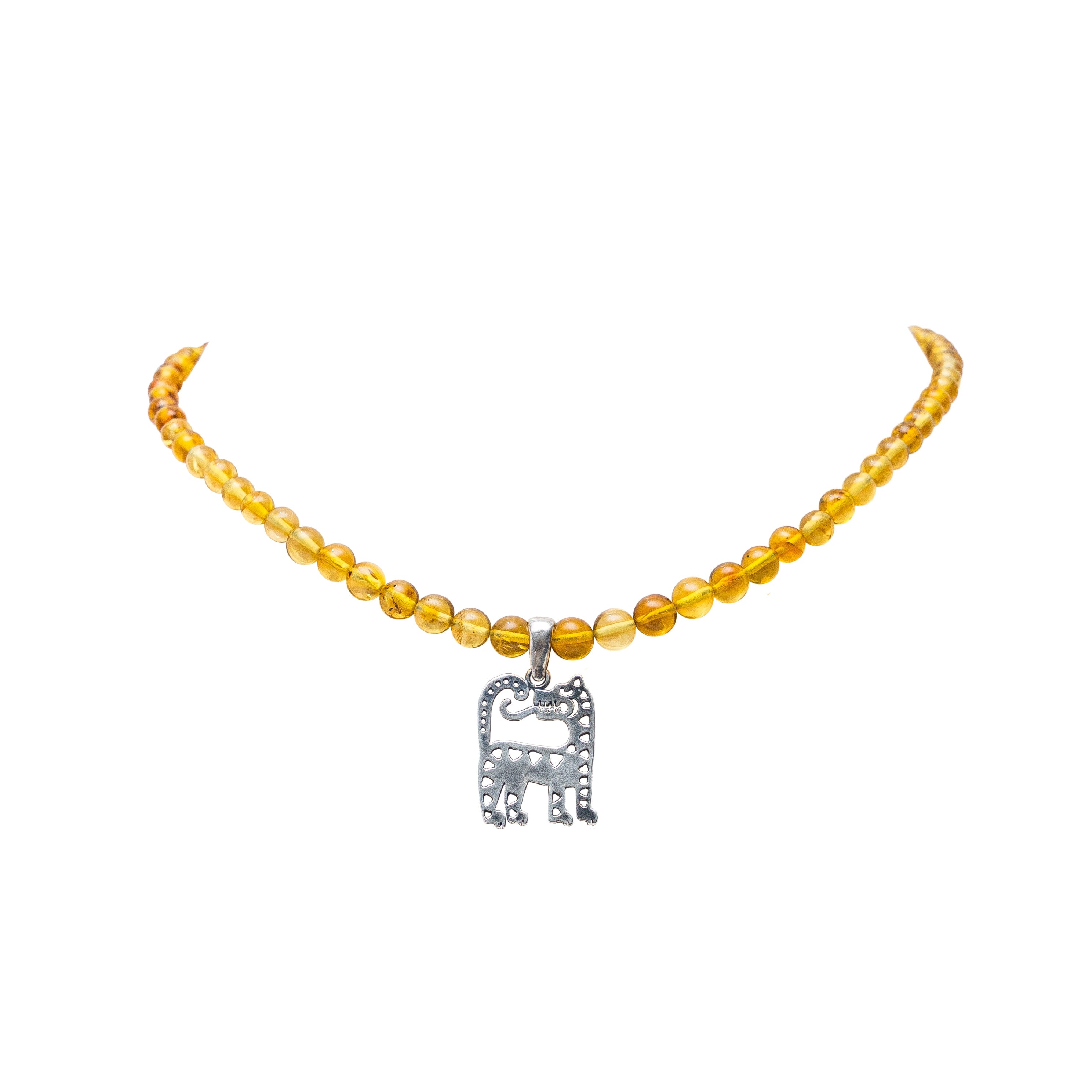 Collar Jaguar, joya de plata .925, con ámbar – Gabriela Sánchez