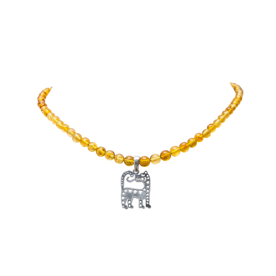 Collar Jaguar, joya de plata .925, con ámbar – Gabriela Sánchez