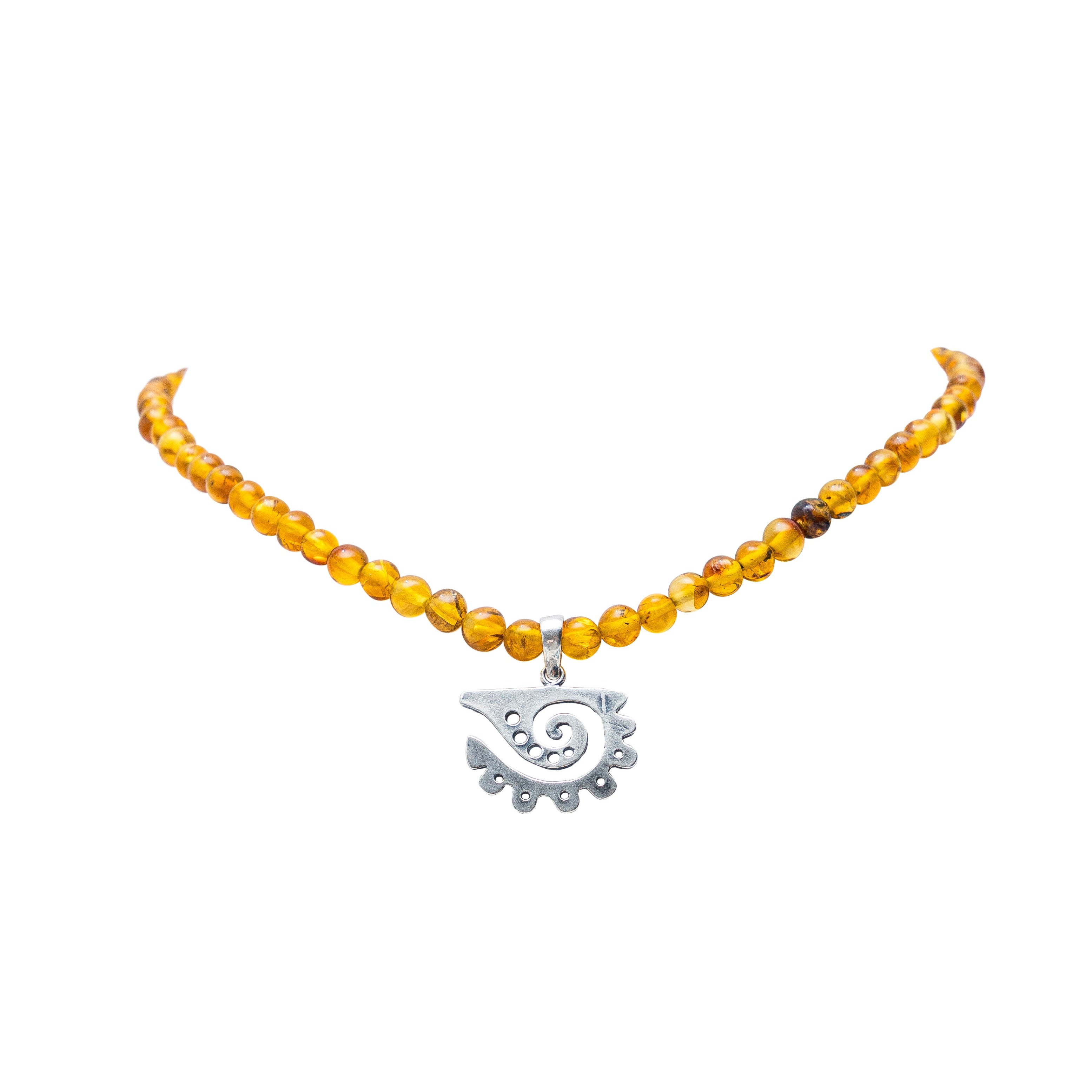 Collar Espiral, joya de plata .925, con ámbar – Gabriela Sánchez