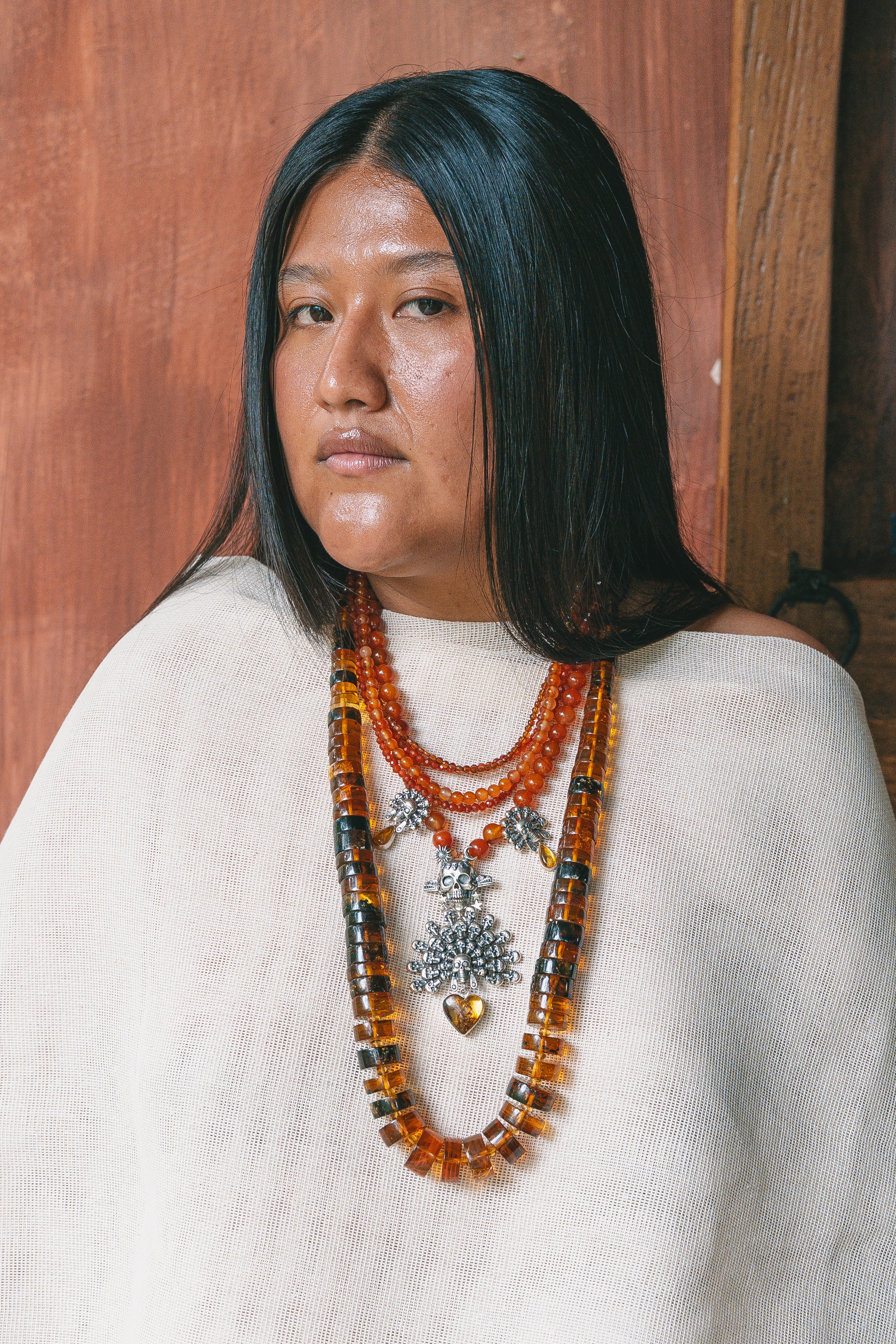 Collar Agave Colorata, joya de plata .925, con ámbar – Gabriela Sánchez
