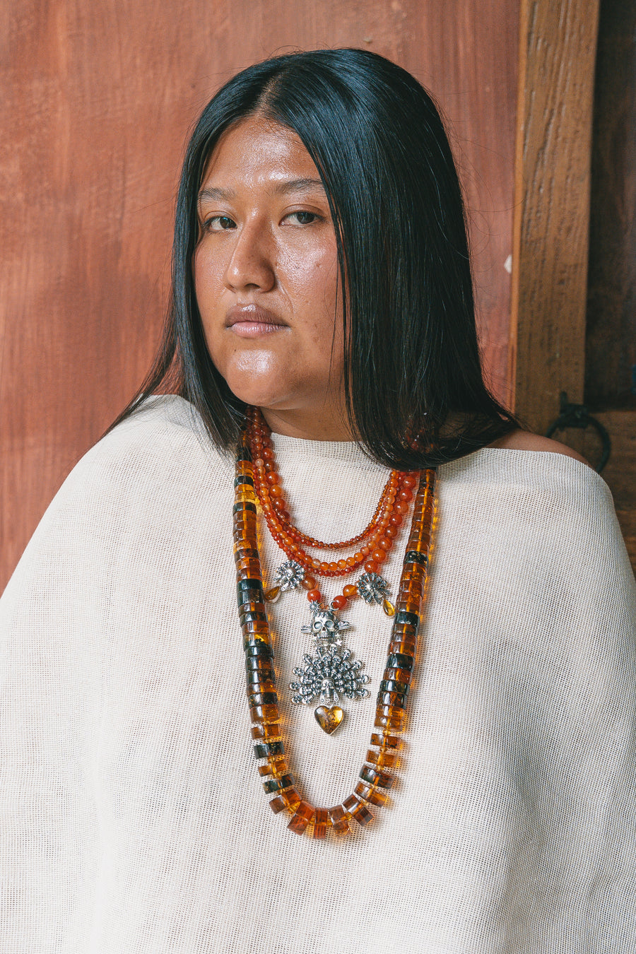 Collar Agave Colorata, joya de plata .925, con ámbar – Gabriela Sánchez