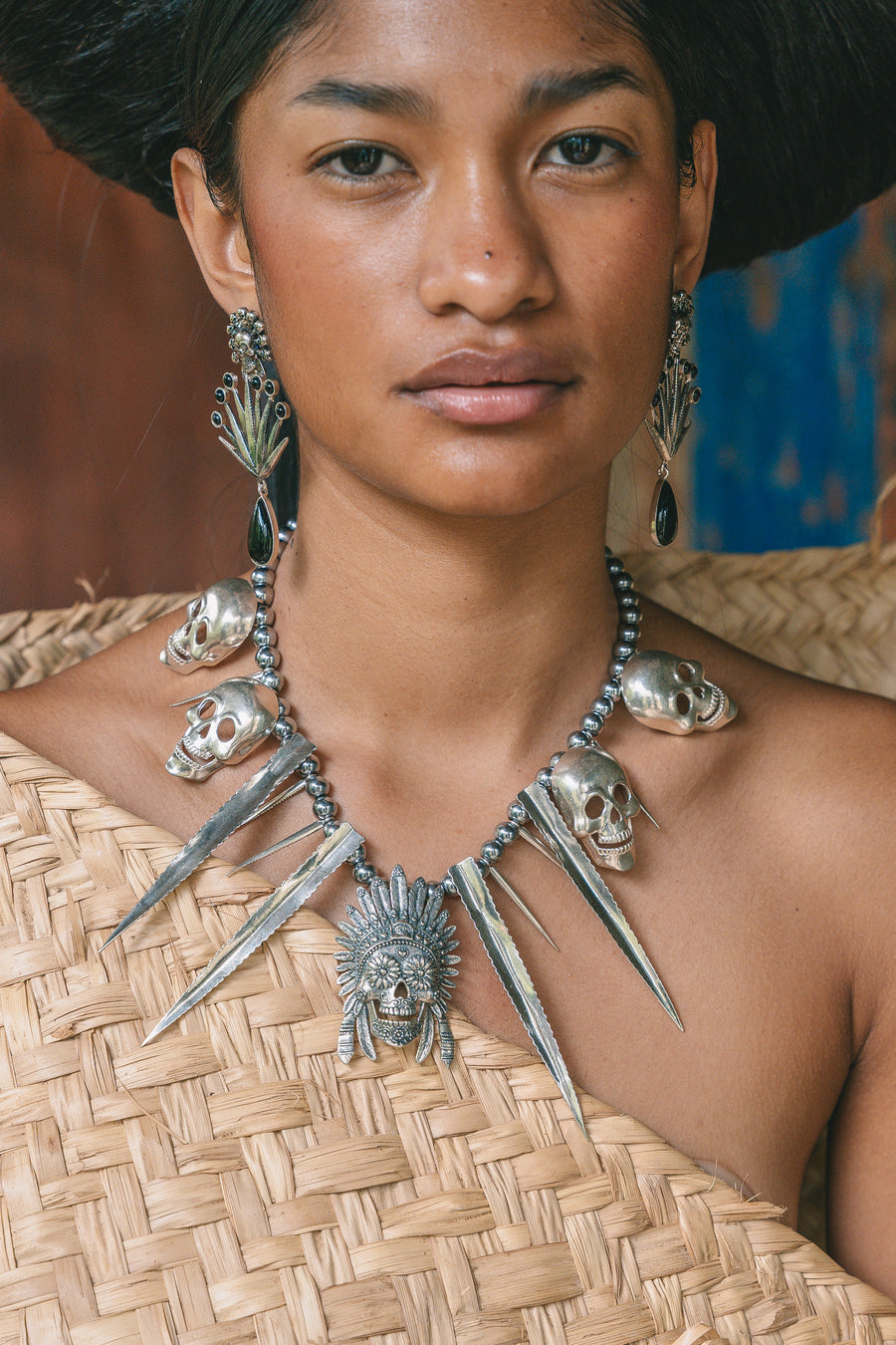 Collar Guerrero, joya de plata .925, con hematita – Gabriela Sánchez (vista 5)