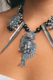 Collar Dioses, joya de plata .925, con obsidiana – Gabriela Sánchez (vista 6)