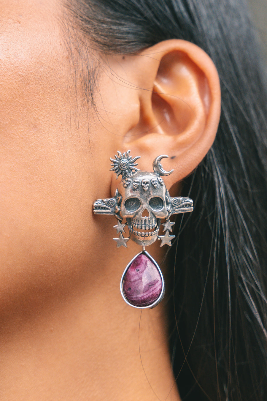 Aretes Reflejo Ancestral, joya de plata .925, con concha de abulón – Gabriela Sánchez (vista 2)
