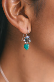 Aretes Corazón de Quetzalcóatl, joya de plata .925, con turquesa – Gabriela Sánchez (vista 3)