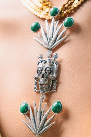 Collar Elixir de Dioses, joya de plata .925, con hematita y malaquita – Gabriela Sánchez (vista 3)