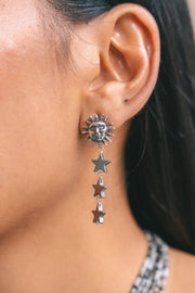 Aretes Dios del Sol Nocturno, joya de plata .925, con hematita – Gabriela Sánchez (vista 2)