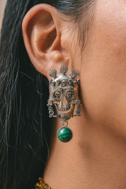 Aretes Elixir de Dioses, joya de plata .925, con malaquita – Gabriela Sánchez (vista 2)