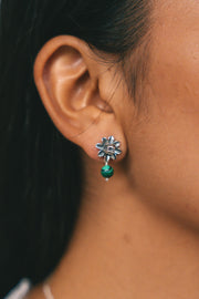 Aretes Quetzalcóatl Malaquita, joya de plata .925 – Gabriela Sánchez (vista 2)
