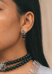 Aretes Quetzalcóatl Obsidiana, joya de plata .925 – Gabriela Sánchez (vista 2)