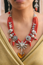Collar Favor Divino, joya de plata .925, con coral y cuarzo turmalinado – Gabriela Sánchez (vista 6)