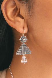 Aretes Pirámide de Cristal, joya de plata .925, con cuarzo – Gabriela Sánchez
