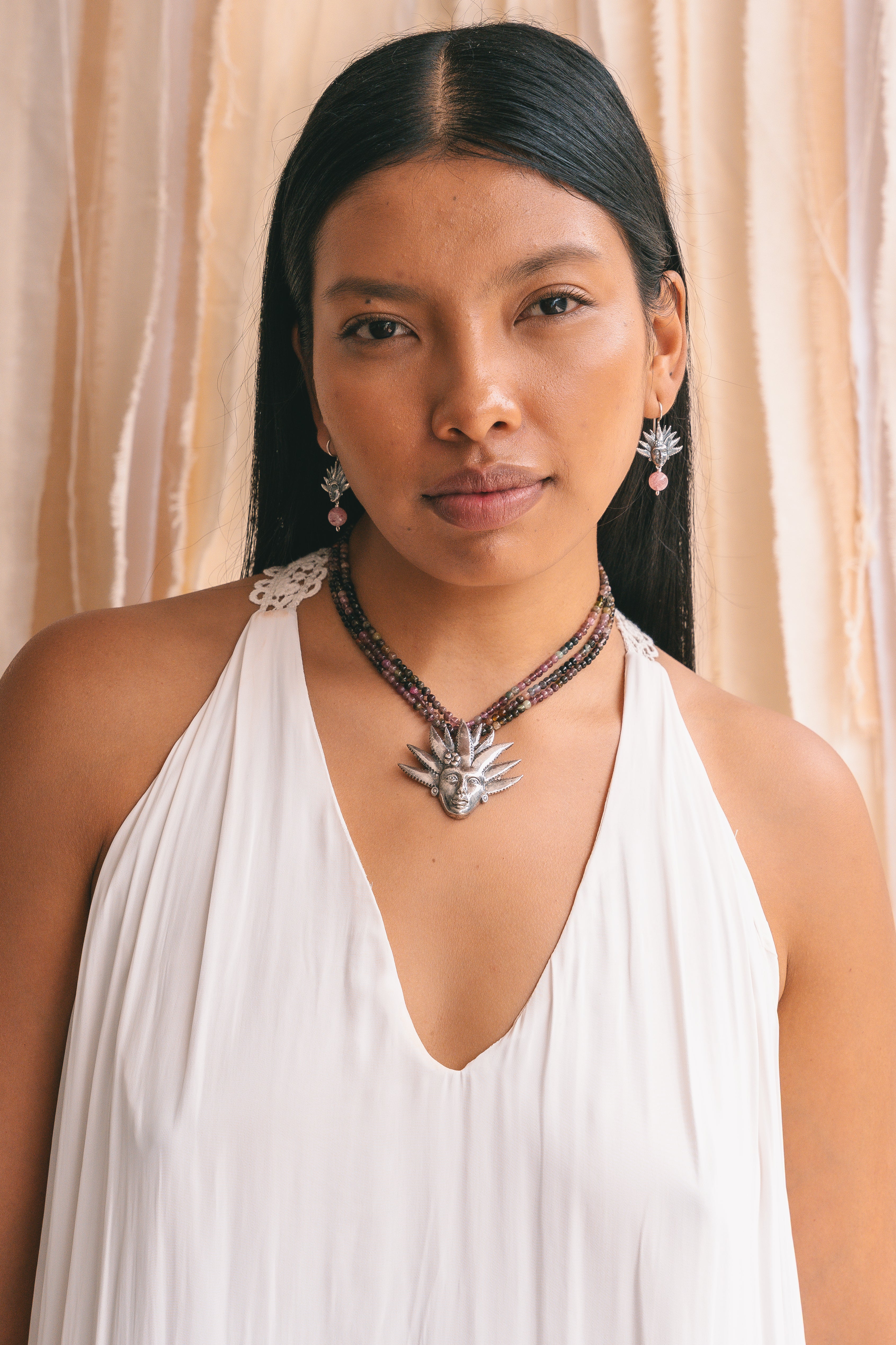 Collar Mayahuel Rosa, joya de plata .925, con turmalina – Gabriela Sánchez (vista 2)