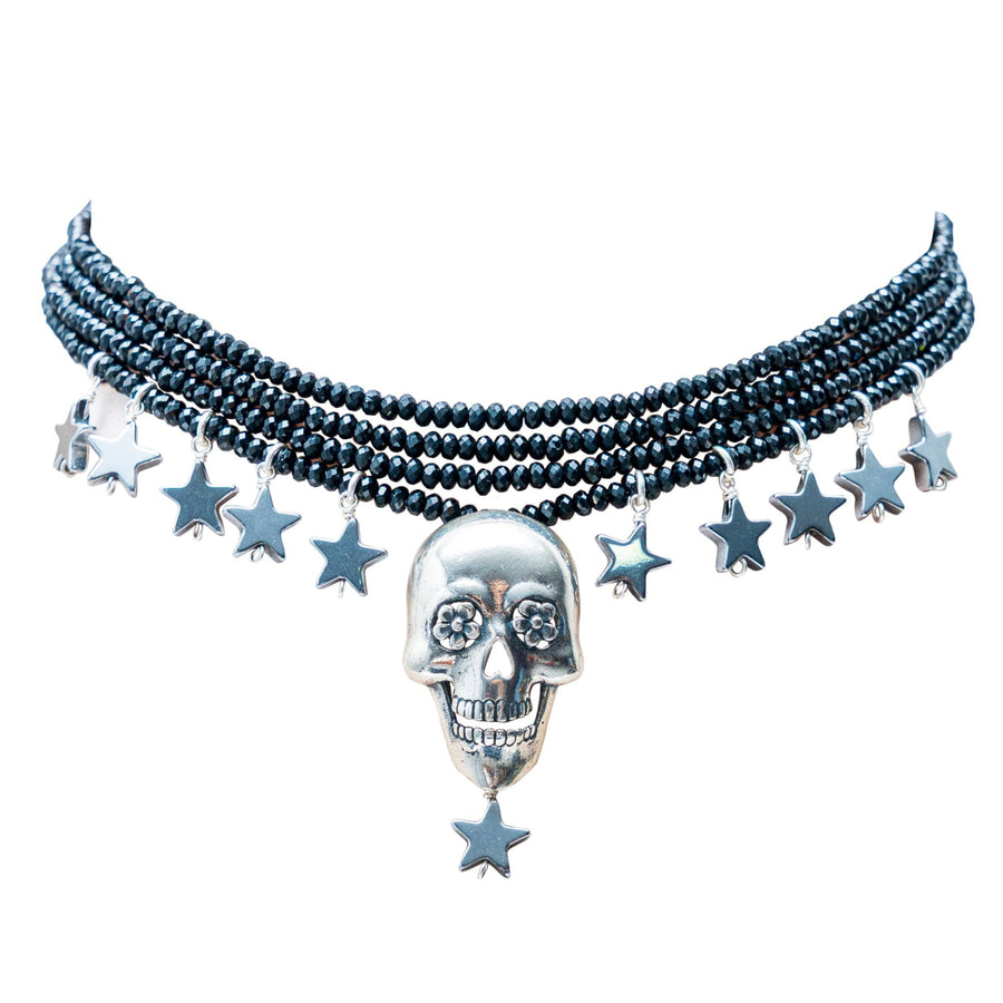 Collar Firmamento, joya de plata .925, con espinela y hematita – Gabriela Sánchez