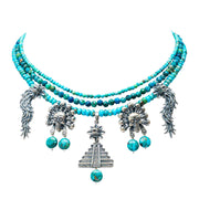 Collar Momento Sagrado, joya de plata .925, con turquesa y crisocola – Gabriela Sánchez