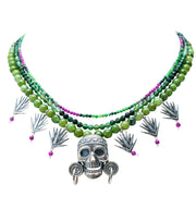 Collar Guerrero Águila, joya de plata .925, con jade y fucsita – Gabriela Sánchez