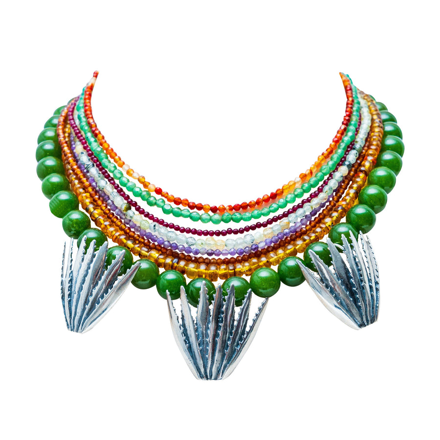 Collar Campo Multicolor, joya de plata .925, con jade y cornalina – Gabriela Sánchez