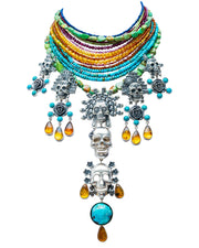 Collar Ofrenda en Turquesa, joya de plata .925, con ámbar – Gabriela Sánchez (vista 2)