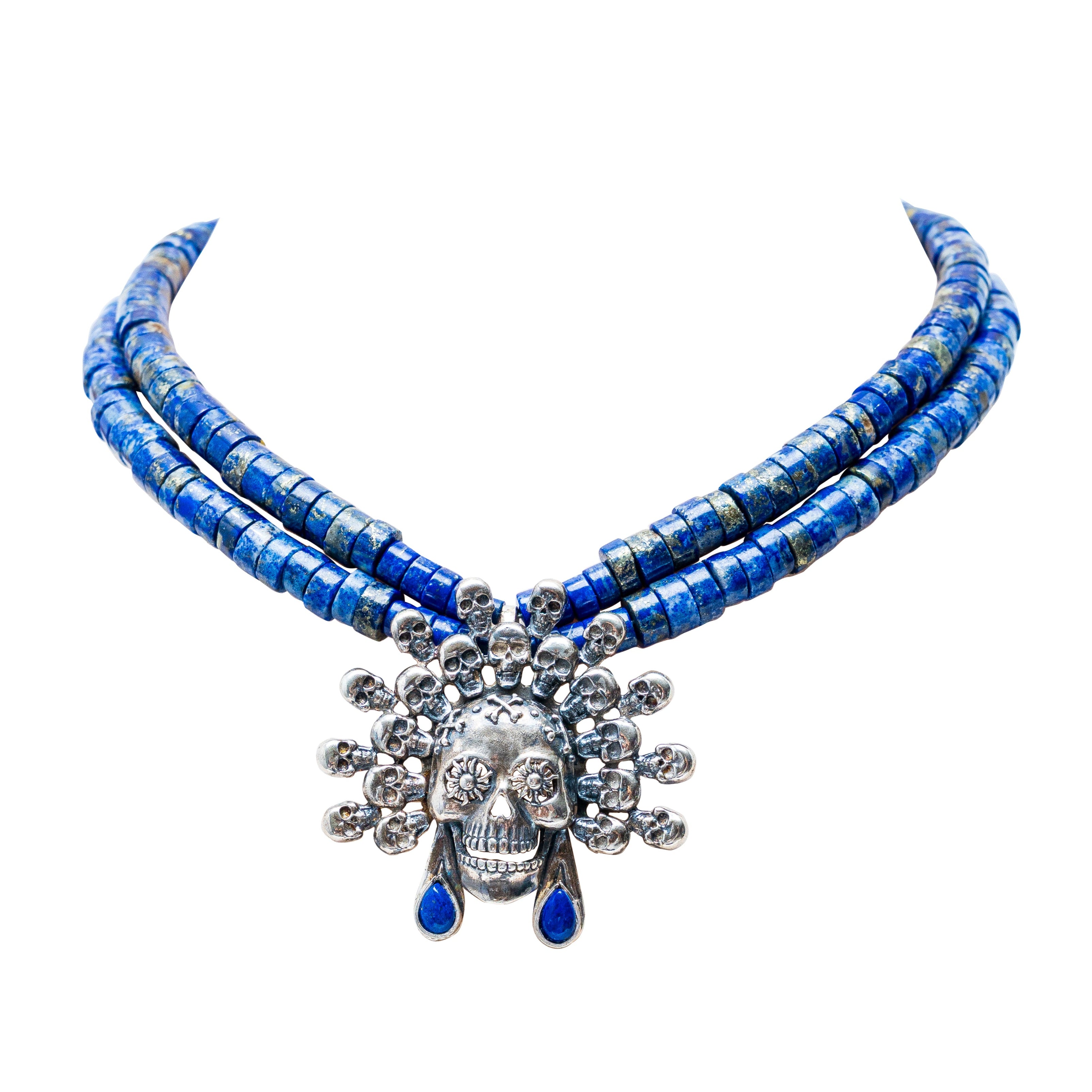Collar Tzompantli Lapislázuli, joya de plata .925 – Gabriela Sánchez