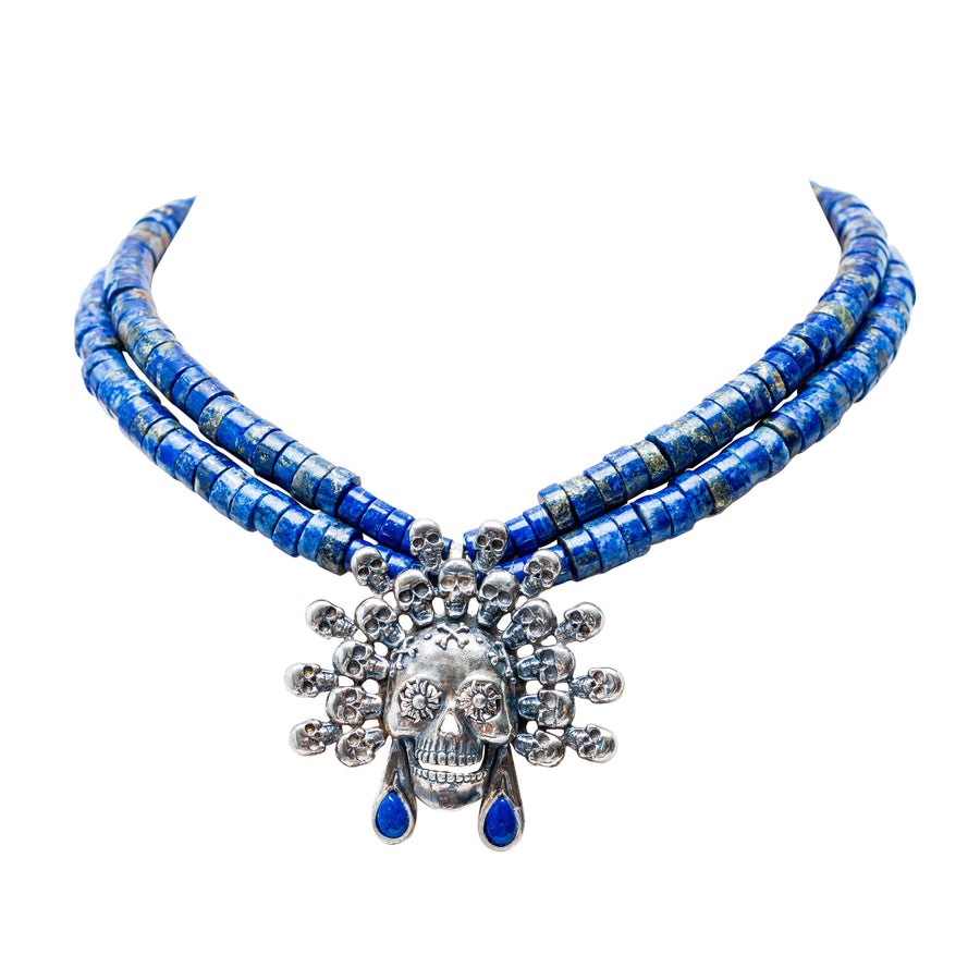 Collar Tzompantli Lapislázuli, joya de plata .925 – Gabriela Sánchez