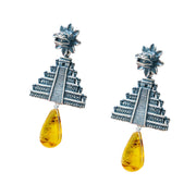 Aretes Pirámide del Sol, joya de plata .925, con ámbar – Gabriela Sánchez (vista 4)