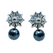 Aretes Volcán de Obsidiana, joya de plata .925, con ónix – Gabriela Sánchez (vista 5)