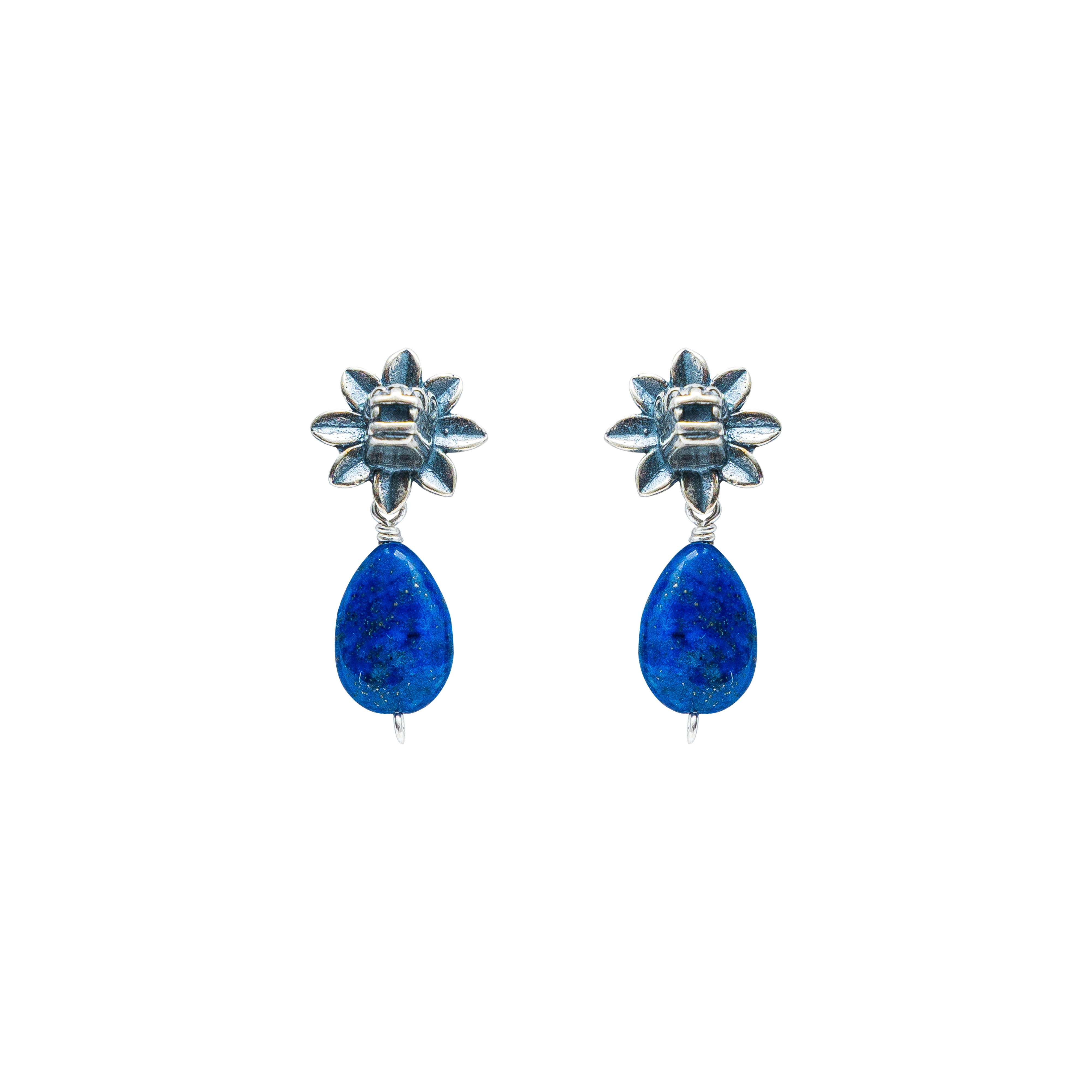 Aretes Sagrado Azul, joya de plata .925, con lapislázuli – Gabriela Sánchez