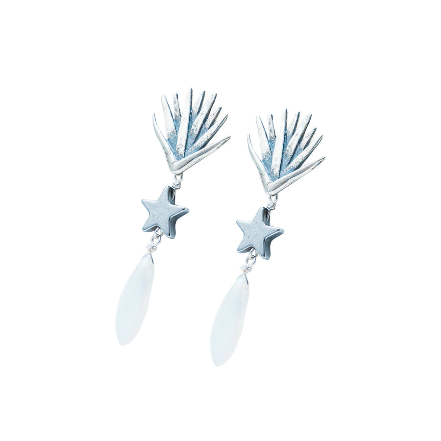 Aretes Estrella y Espina, joya de plata .925, con hematita – Gabriela Sánchez (vista 3)