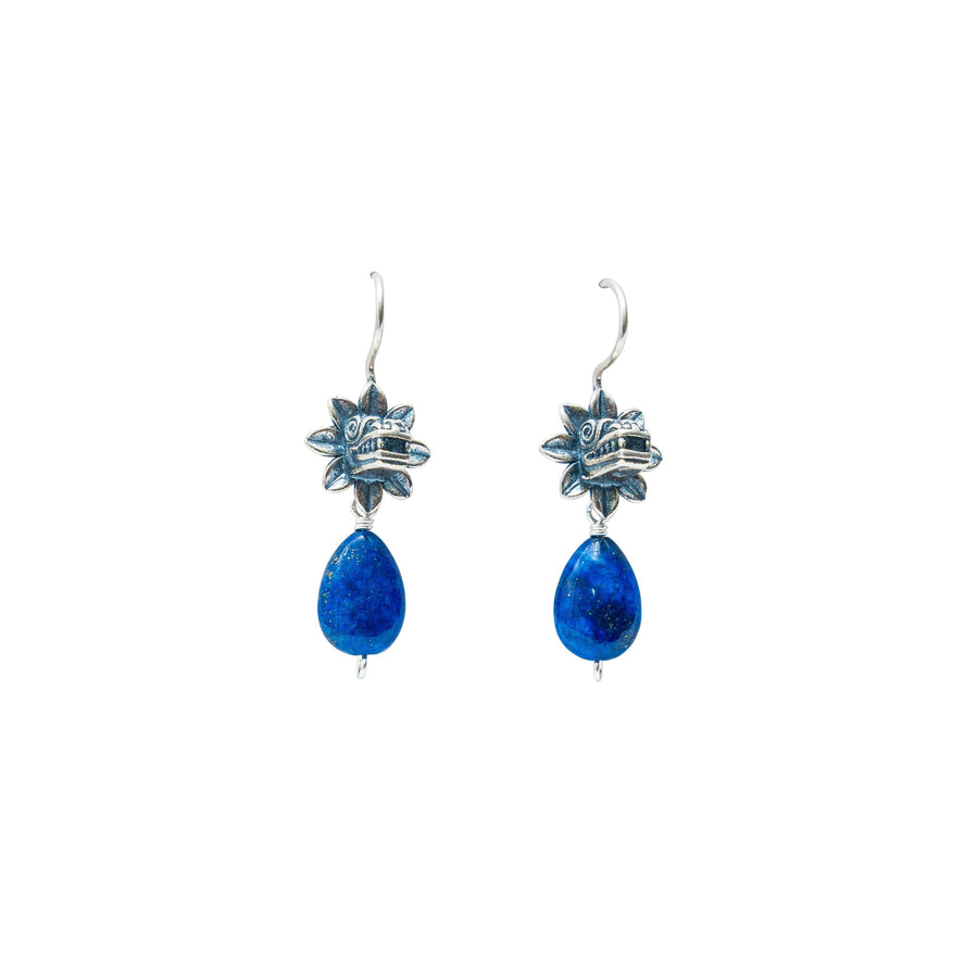 Aretes Sagrado Azul, joya de plata .925, con lapislázuli – Gabriela Sánchez (vista 3)