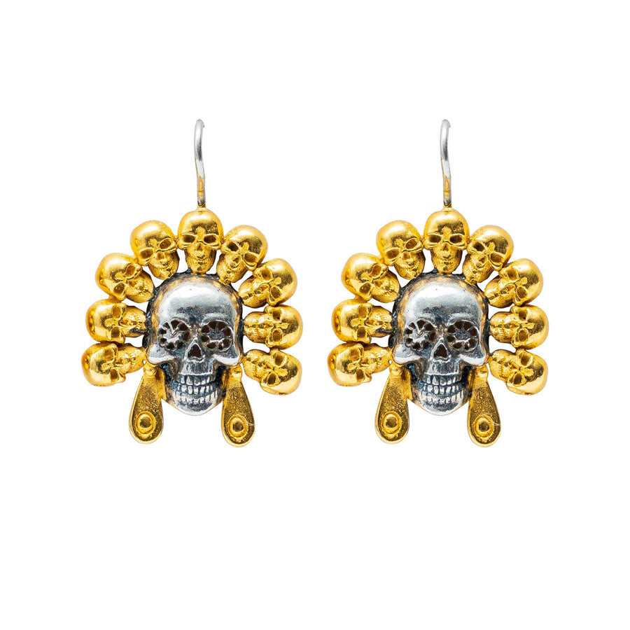 Aretes Tzompantli Dorado, joya de plata .925 – Gabriela Sánchez (vista 3)