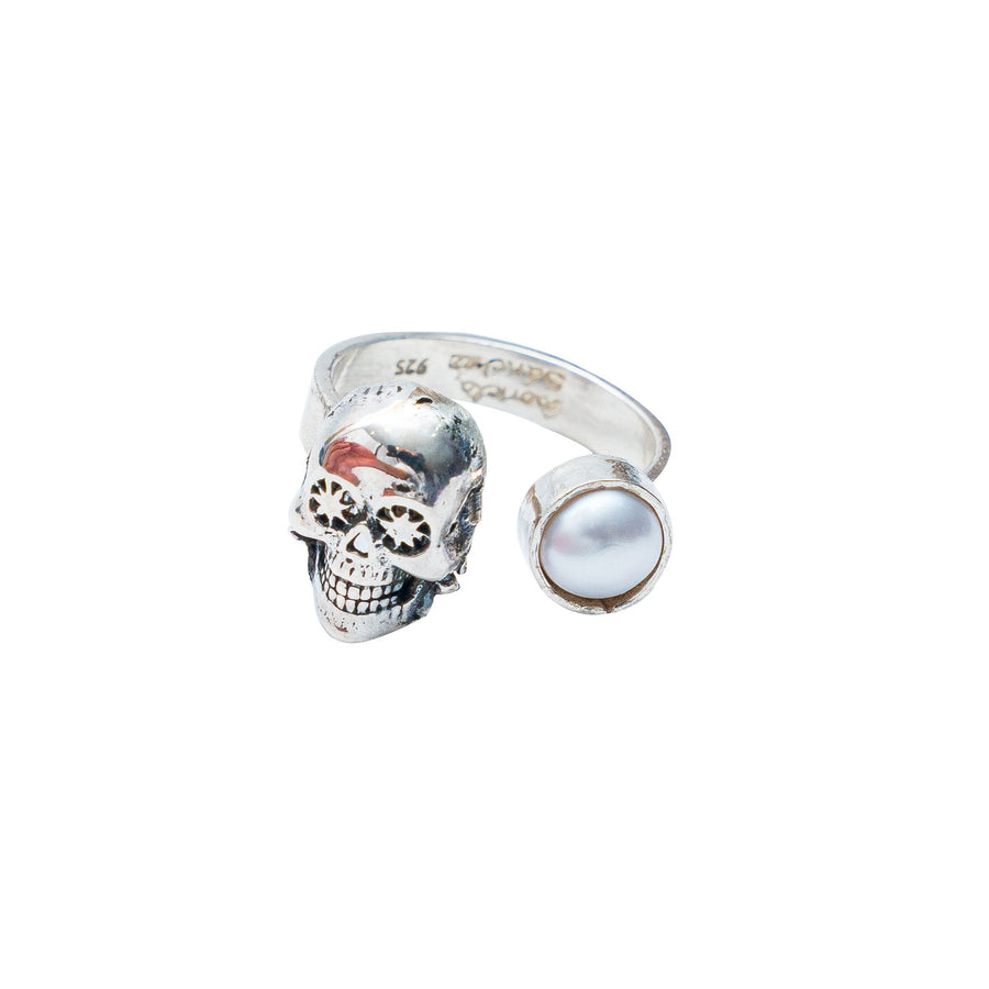 Anillo Flor de Hueso, joya de plata .925, con perla – Gabriela Sánchez (vista 2)