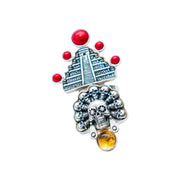 Anillo Conexión con Ancestros, joya de plata .925, con coral y citrina – Gabriela Sánchez (vista 4)