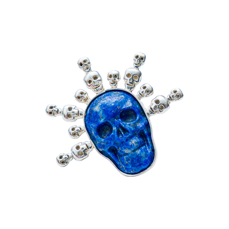 Anillo Calacas Celestiales, joya de plata .925, con lapislázuli – Gabriela Sánchez (vista 2)