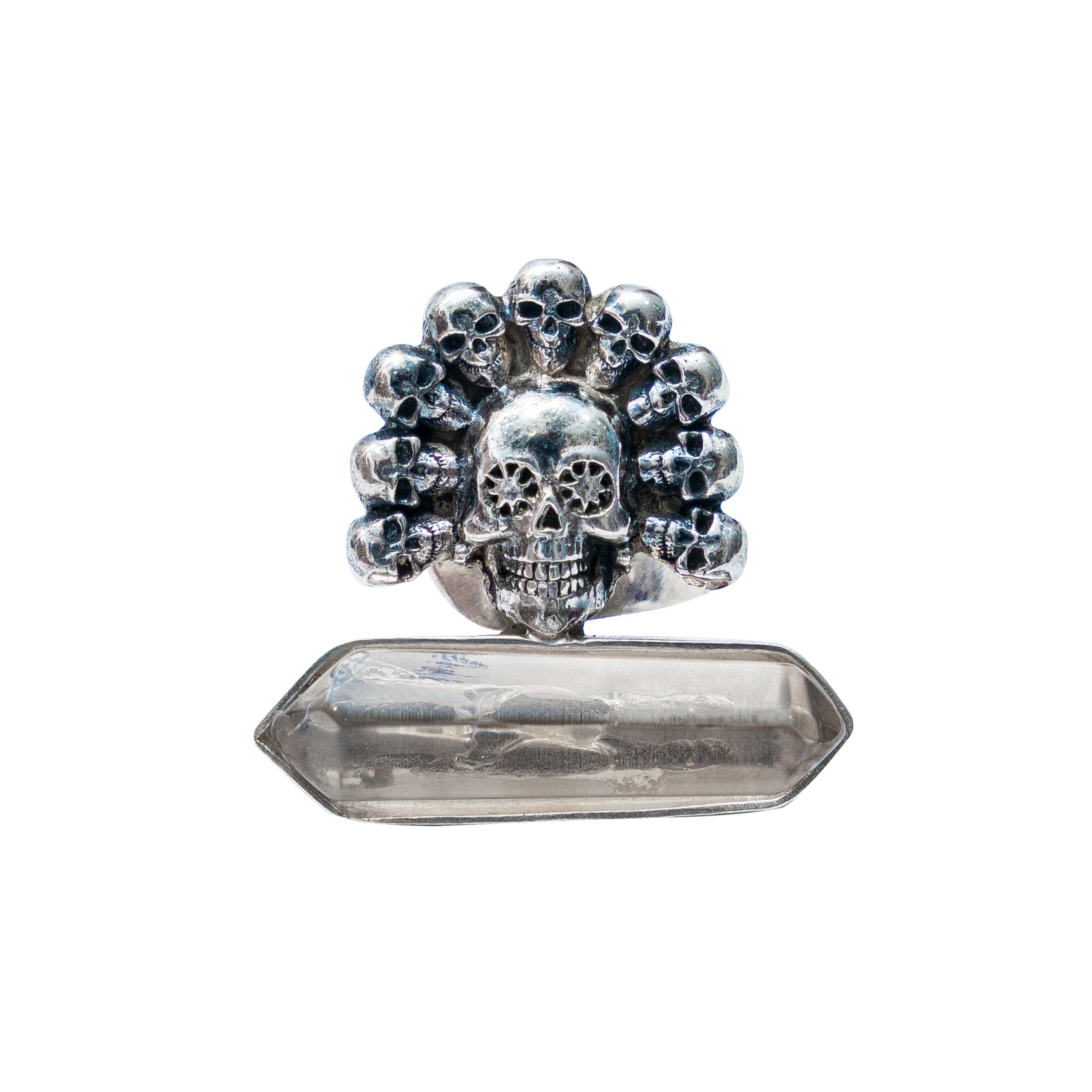 Anillo Cuarzo doble punta con Cráneo, joya de plata .925 – Gabriela Sánchez