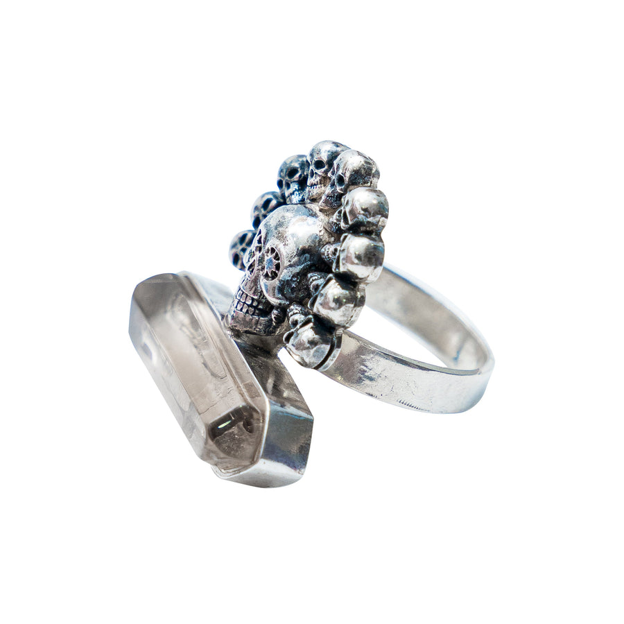 Anillo Cuarzo doble punta con Cráneo, joya de plata .925 – Gabriela Sánchez (vista 4)