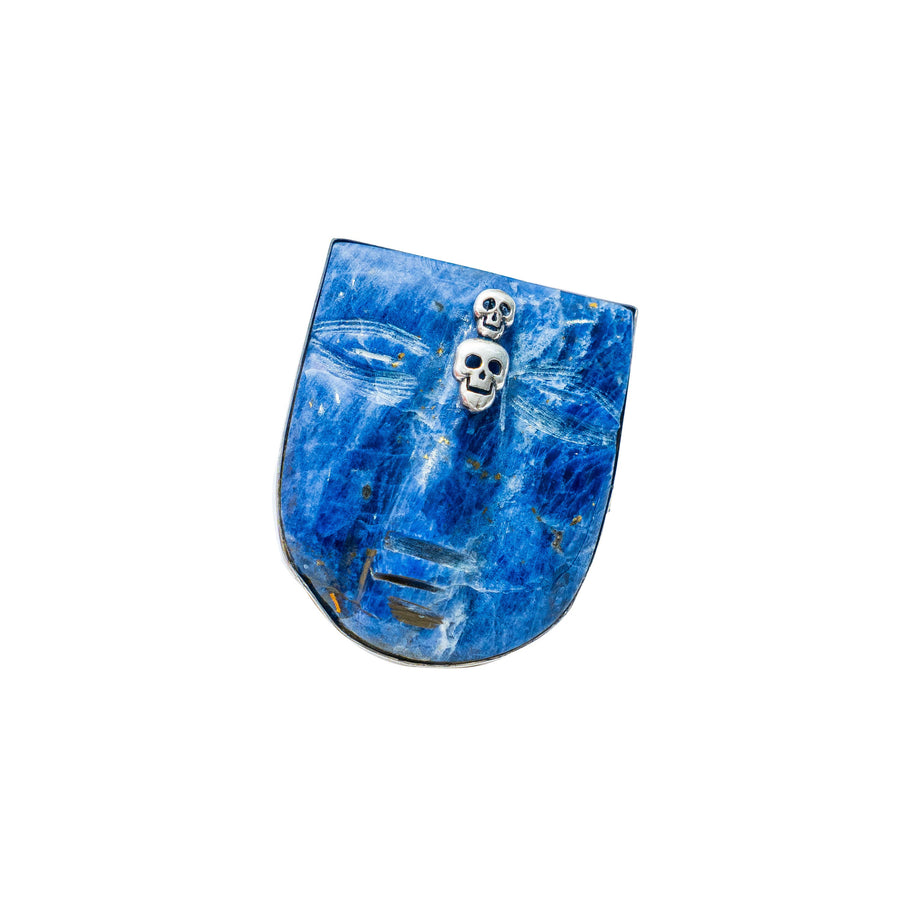 Anillo Rostro de Sodalita, joya de plata .925, con lapislázuli – Gabriela Sánchez (vista 2)