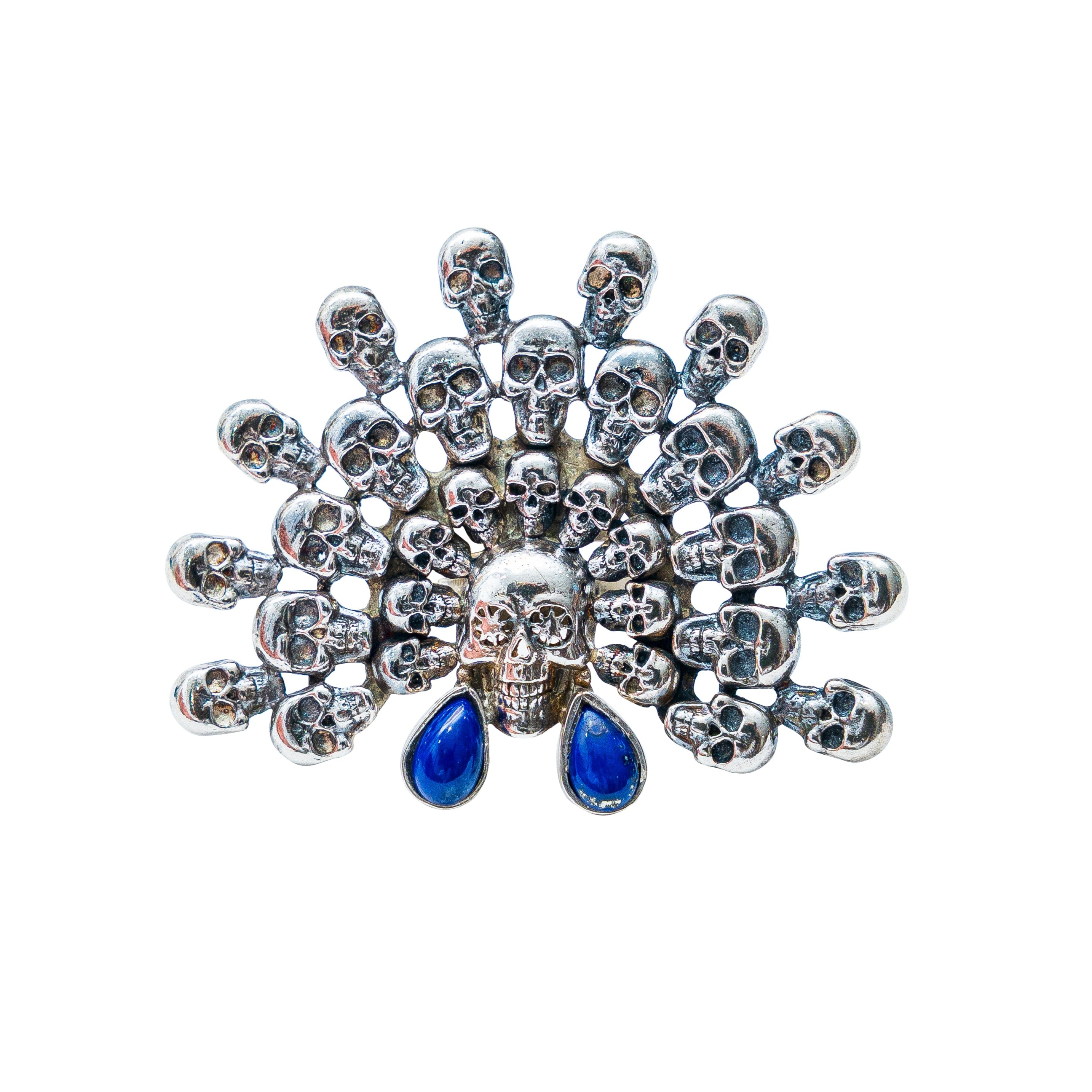 Anillo Tzompantli Lapislázuli, joya de plata .925 – Gabriela Sánchez (vista 2)