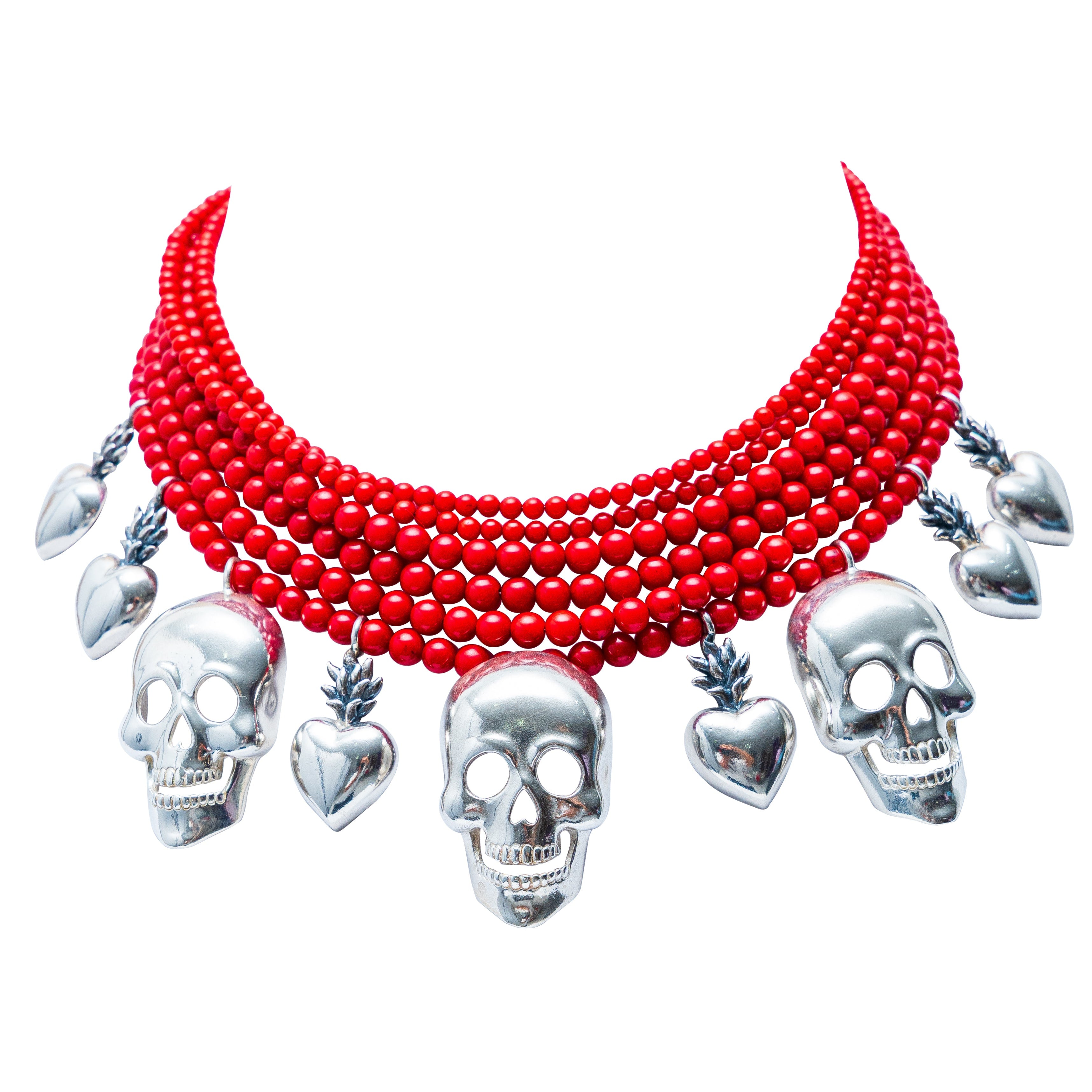 Collar Amor sin Sacrificio, joya de plata .925, con coral – Gabriela Sánchez (vista 2)