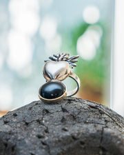 Anillo Copal y Cacao, joya de plata .925, con ónix – Gabriela Sánchez (vista 5)