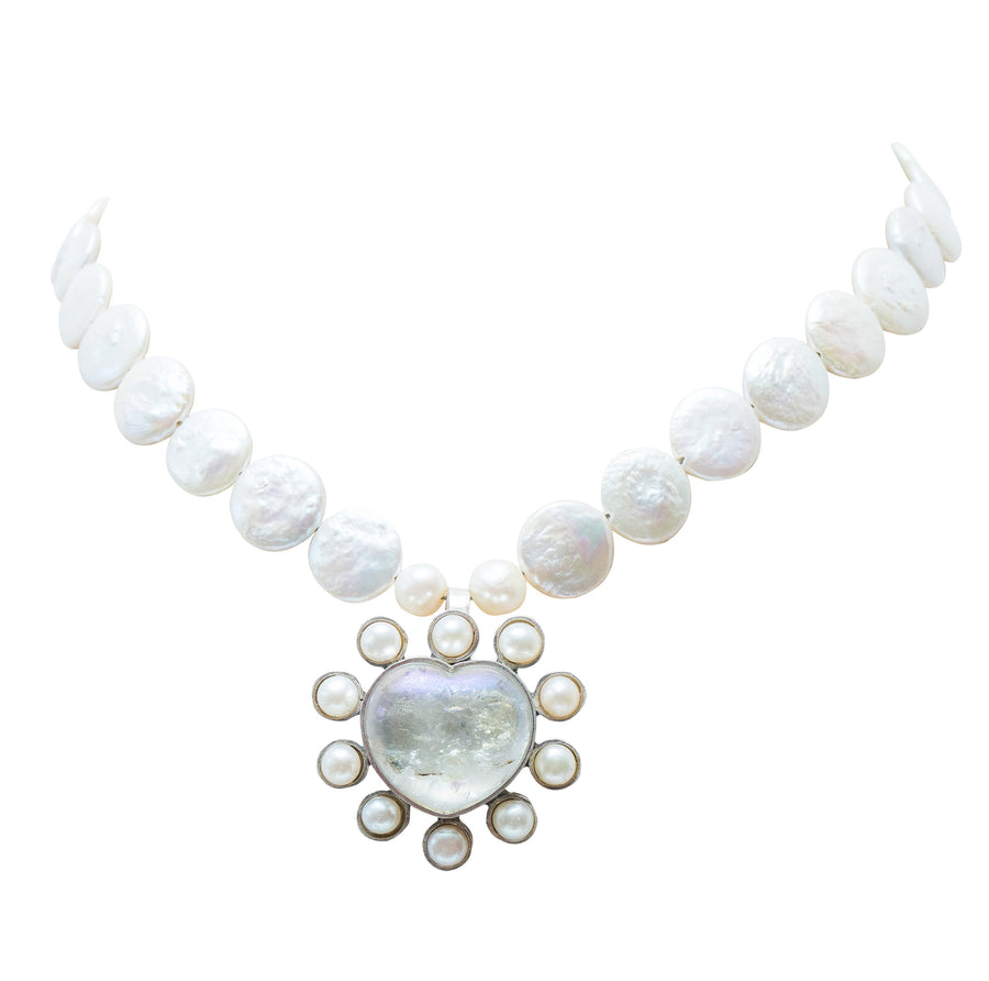 Collar Amor Profundo, joya de plata .925, con perla y cuarzo – Gabriela Sánchez