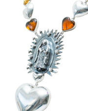 Collar Corazón de Guadalupana, joya de plata .925, con ámbar – Gabriela Sánchez (vista 6)