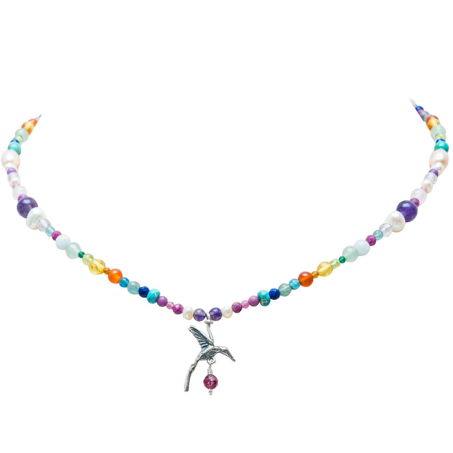 Collar Colibrí de la Suerte, joya de plata .925, con amatista – Gabriela Sánchez