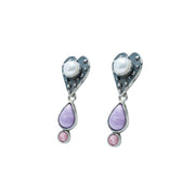 Aretes Dulce Compañía, joya de plata .925, con fosforita y rodocosita – Gabriela Sánchez (vista 3)