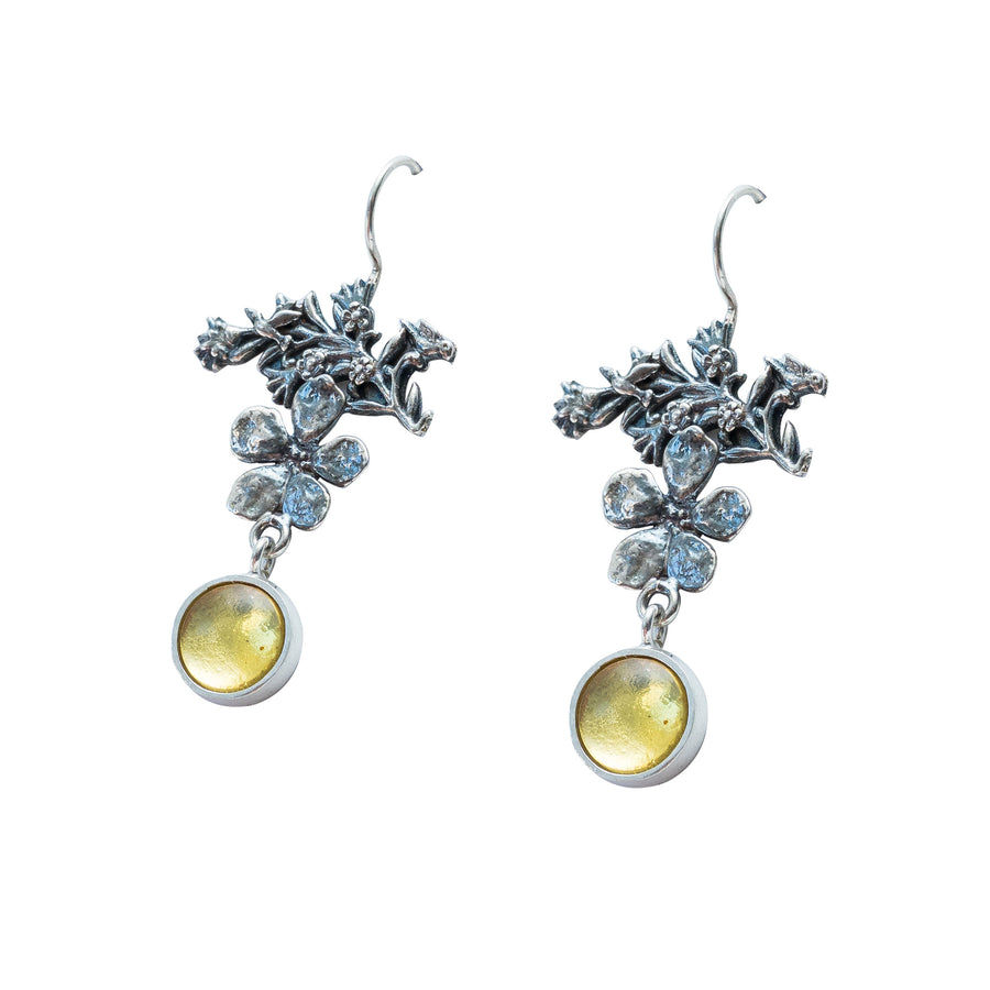 Aretes Jardín de mi Abuela, joya de plata .925, con ámbar – Gabriela Sánchez (vista 7)