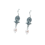 Aretes Rosa Divina, joya de plata .925, con perla – Gabriela Sánchez (vista 3)